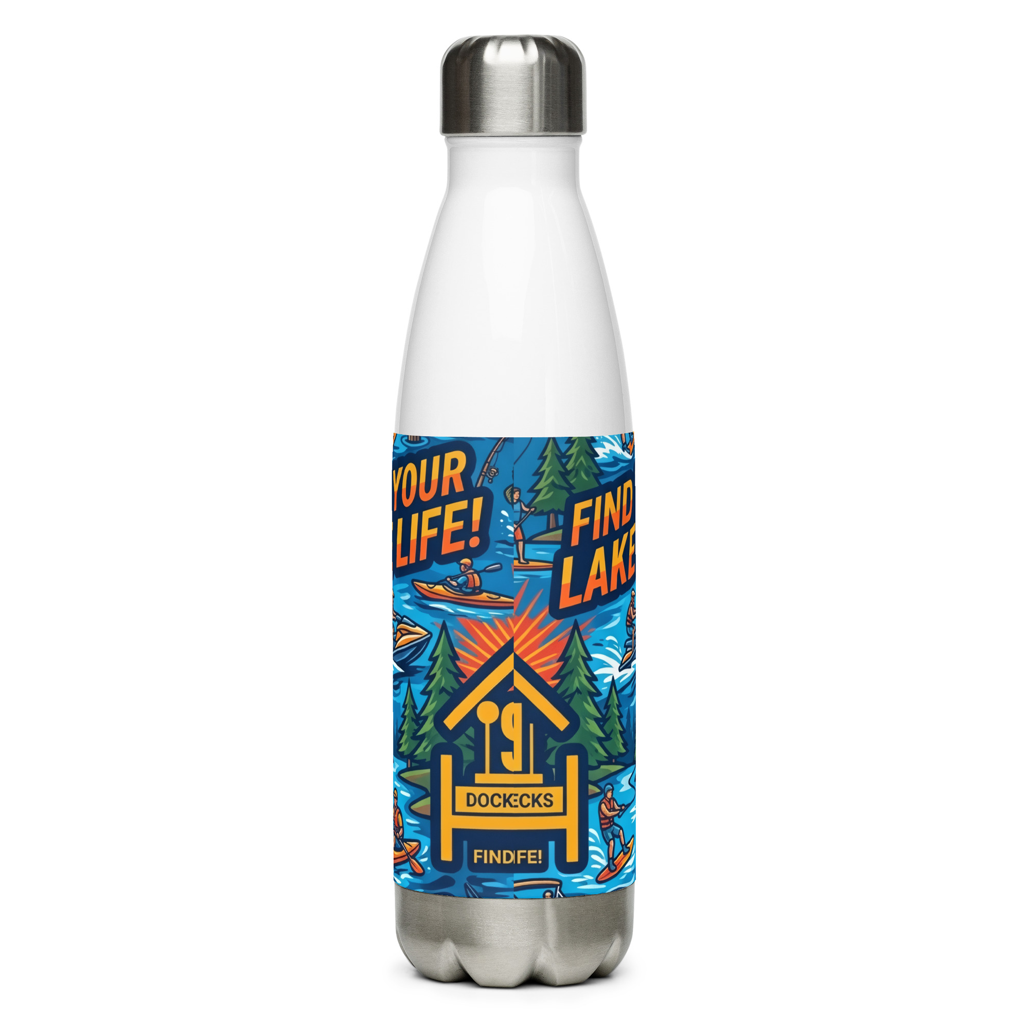 Find Your Lake Life Stainless Steel Water Bottle - Image 4